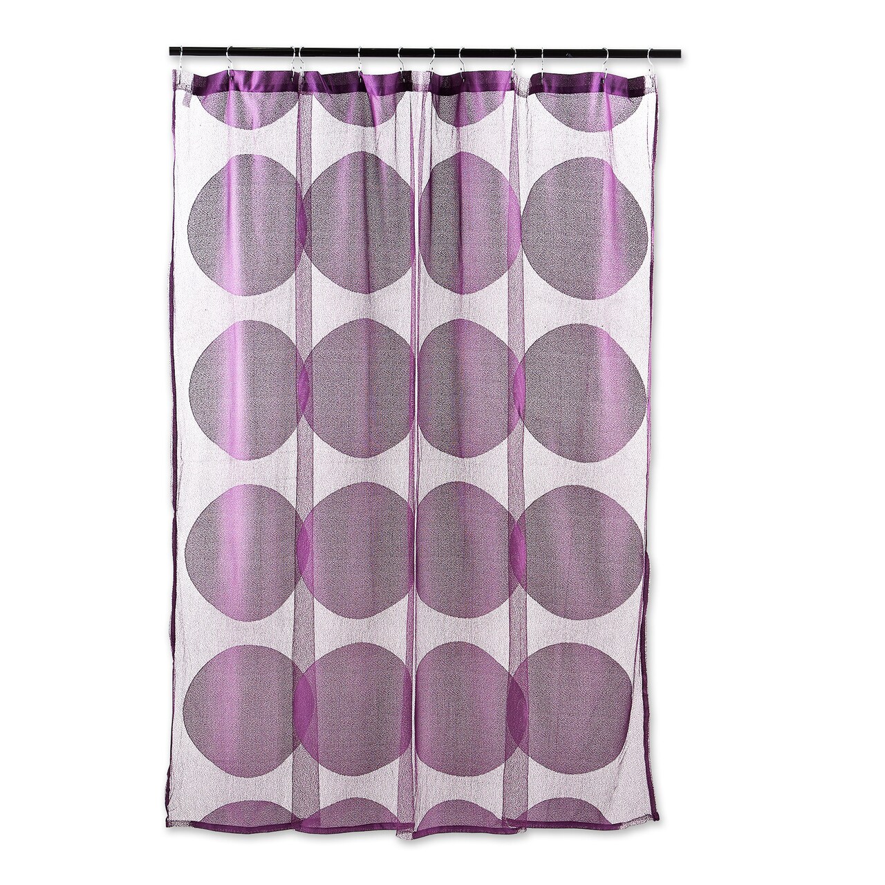 Contemporary Home Living 6' Purple and Clear Lace Circle Eggplant Modern Style Shower Curtain